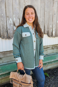 Two-Tone Terry Shacket