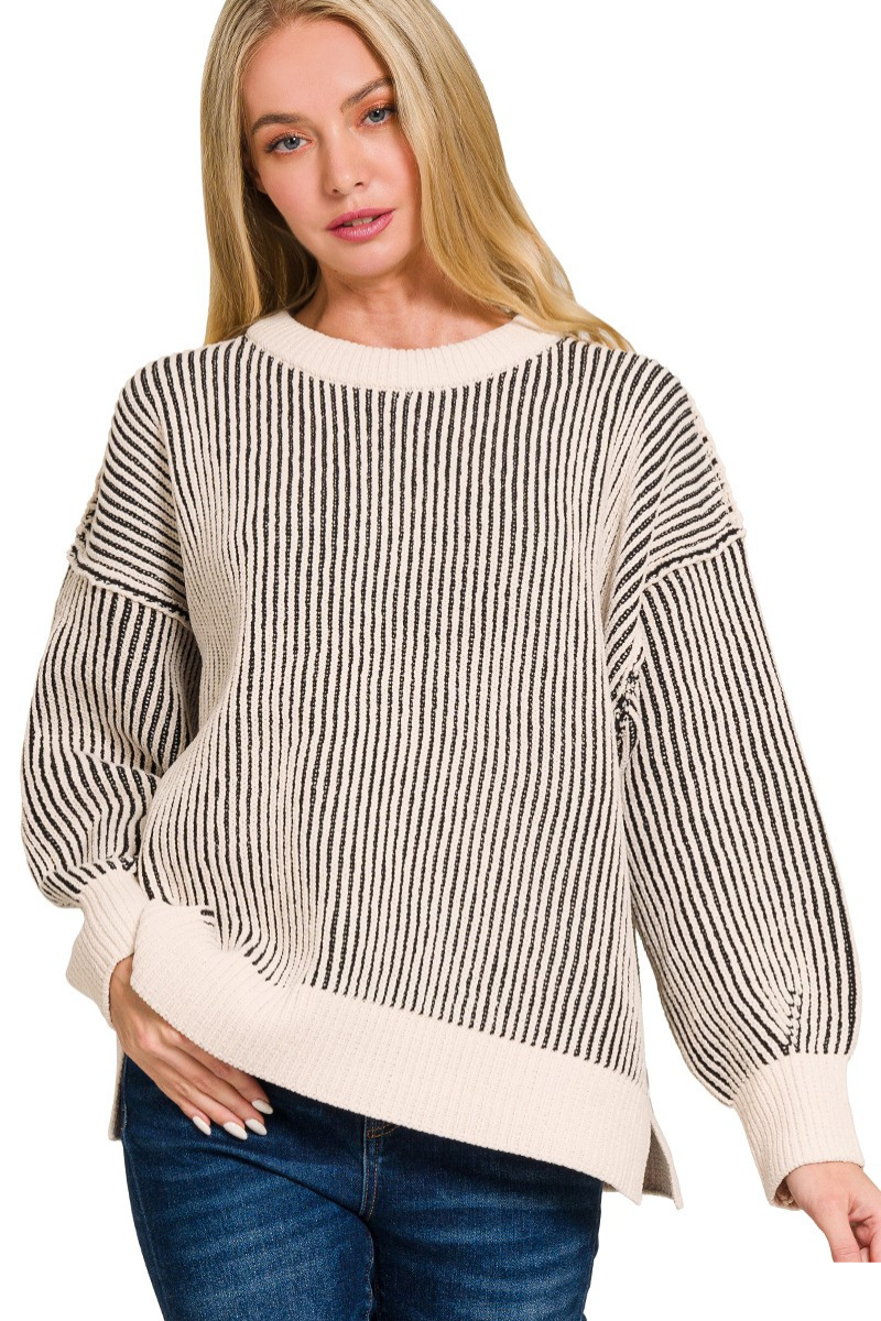 Two Tone Crewneck Sweater