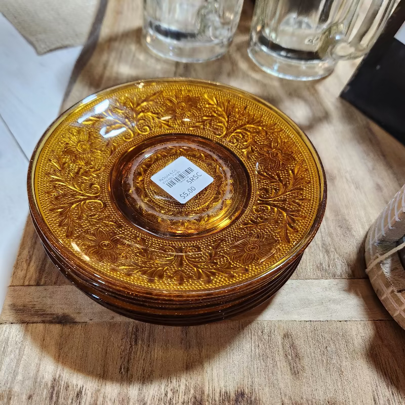 Vintage Amber Glass Plate