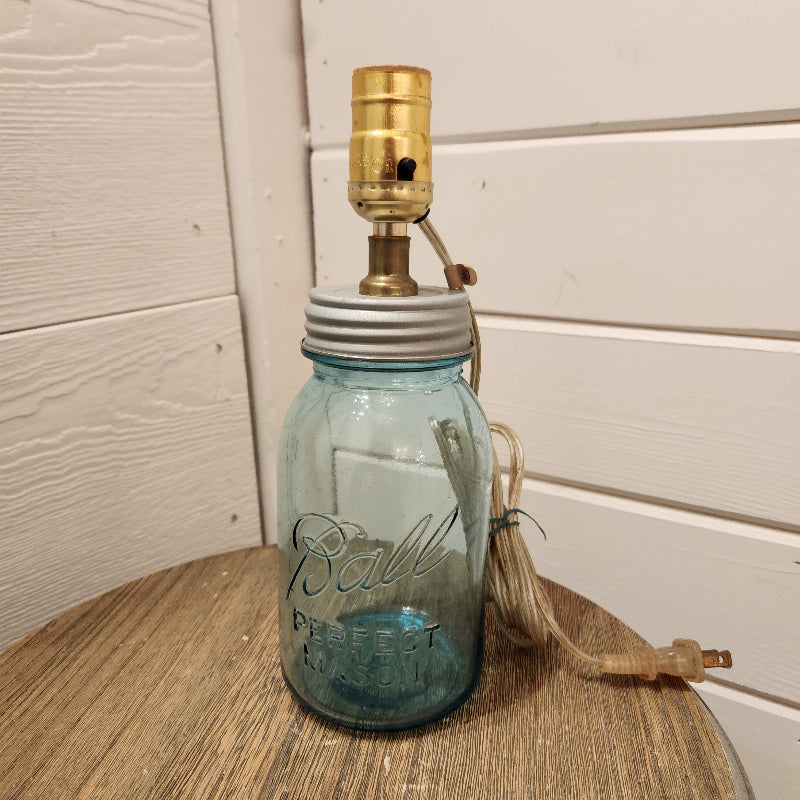 Blue Mason Jar Lamp