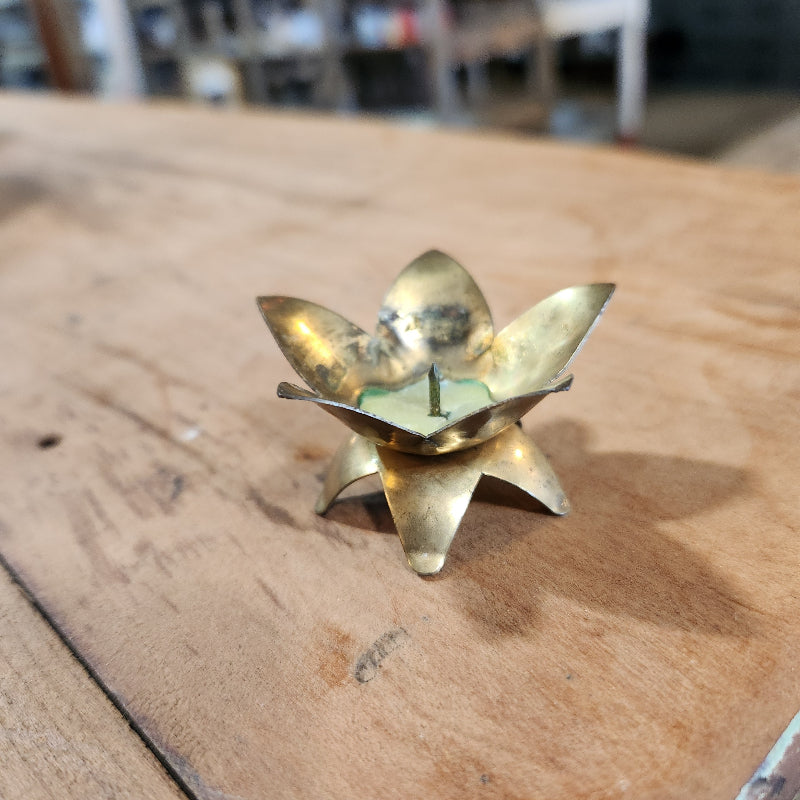 Vintage Brass Lotus Candle Holder