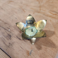 Vintage Brass Lotus Candle Holder