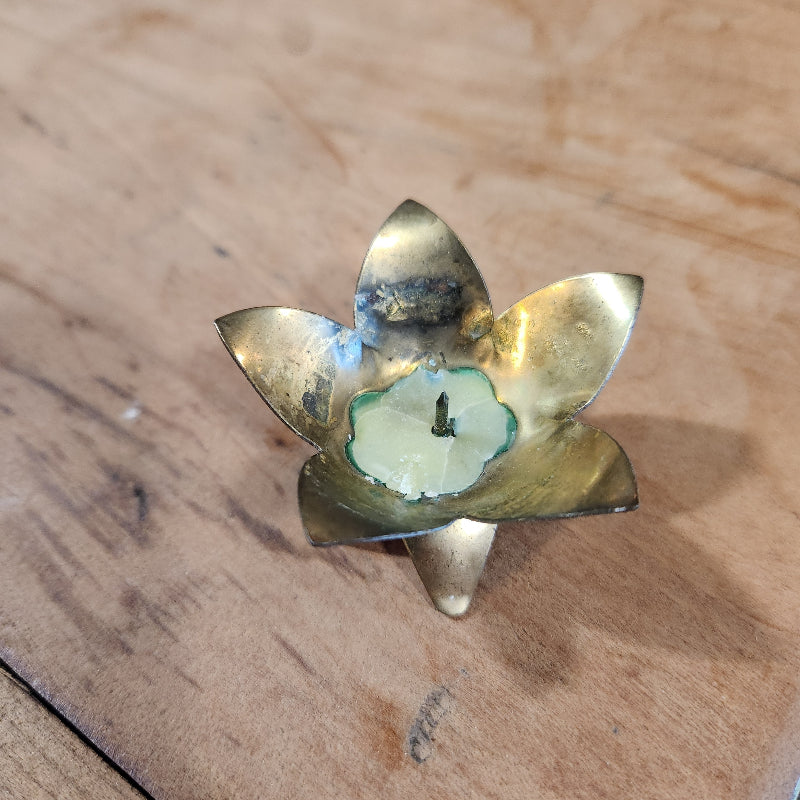 Vintage Brass Lotus Candle Holder
