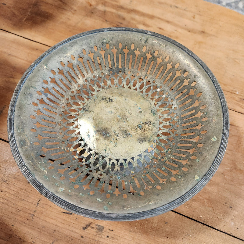 Vintage Brass Pedestal Bowl