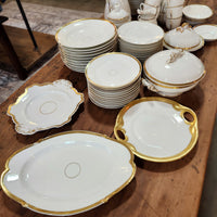 Vintage Gold Trim & White China