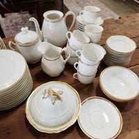 Vintage Gold Trim & White China
