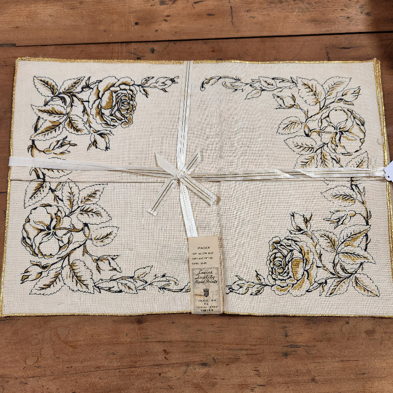 Vintage Golden Rose Placemat Set