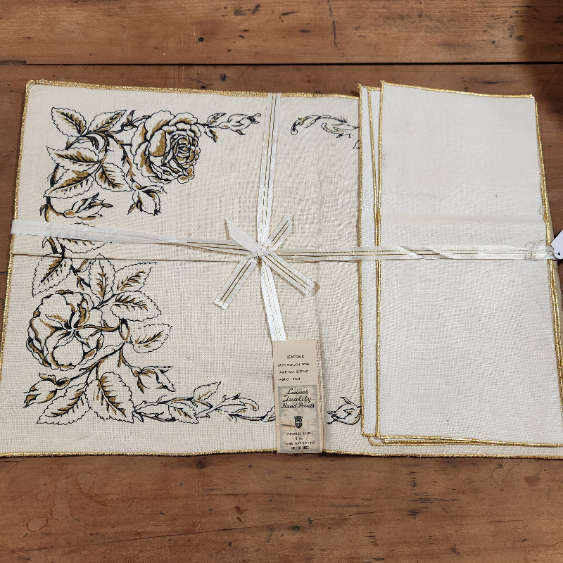 Vintage Golden Rose Placemat Set