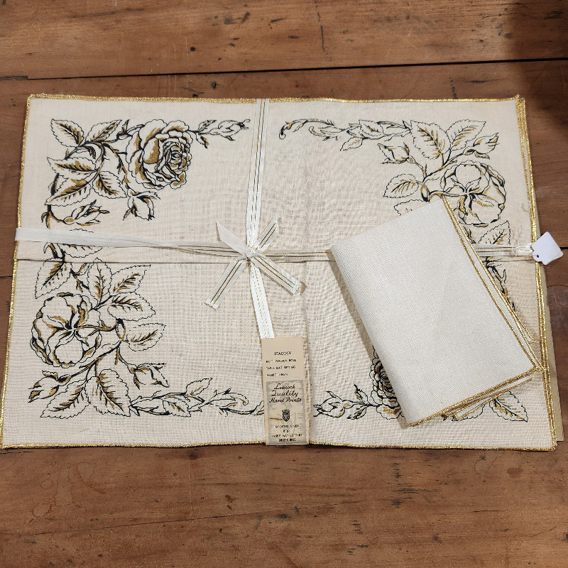 Vintage Golden Rose Placemat Set