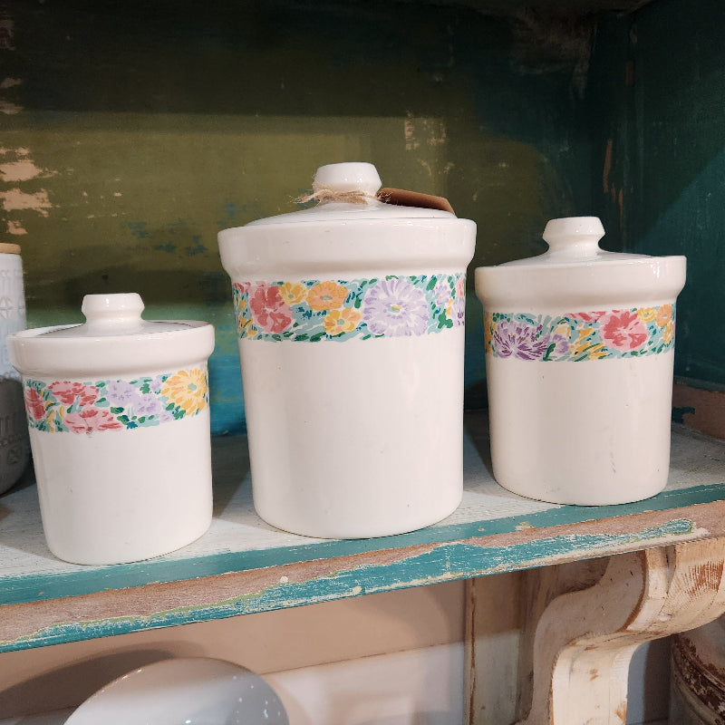 Set of 3 Floral Canisters