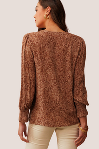 Vintage Leaf Print Blouse