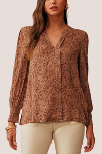 Vintage Leaf Print Blouse