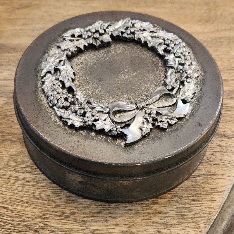 Vintage Pewter Holiday Tin