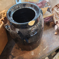 Vintage Black Stoneware Crock