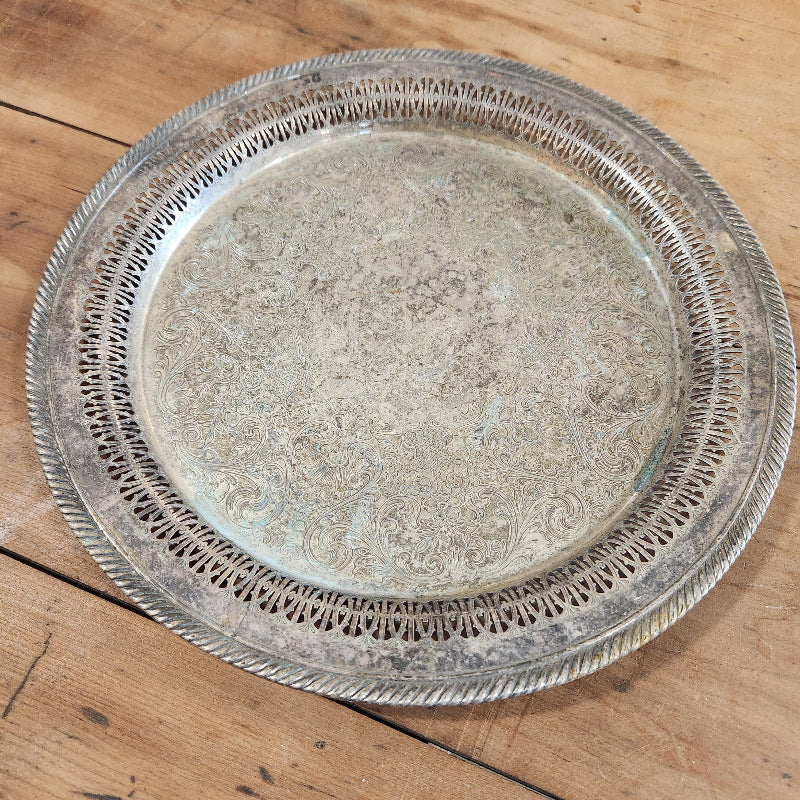 Vintage Silver Round Tray