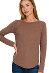 Waffle Crewneck Long Sleeve Top