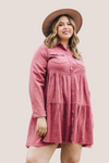 Washed Tiered Shirt Dress
