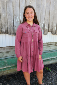 Washed Tiered Shirt Dress