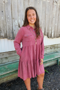 Washed Tiered Shirt Dress