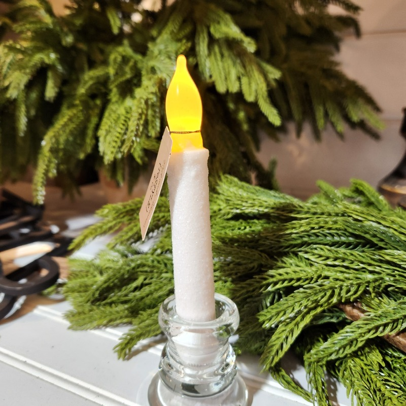White Frosty LED Taper Candle