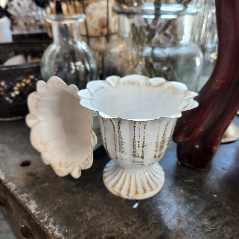White & Gold Metal Cup