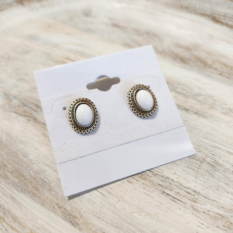 White Stud Earrings