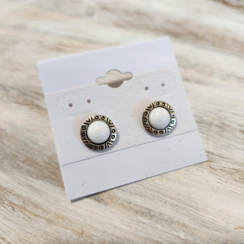 White Stud Earrings