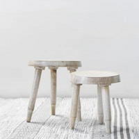 Whitewashed Wood Stool