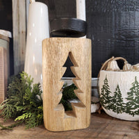 Wood Cut-out Tree Candle Holder