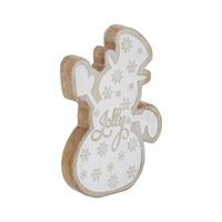 Wood Jolly Snowman Block