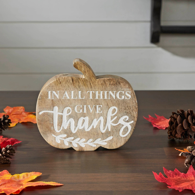 Engraved Wood Pumpkin Block