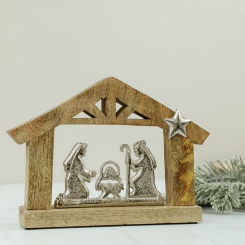 Wood & Silver Nativity