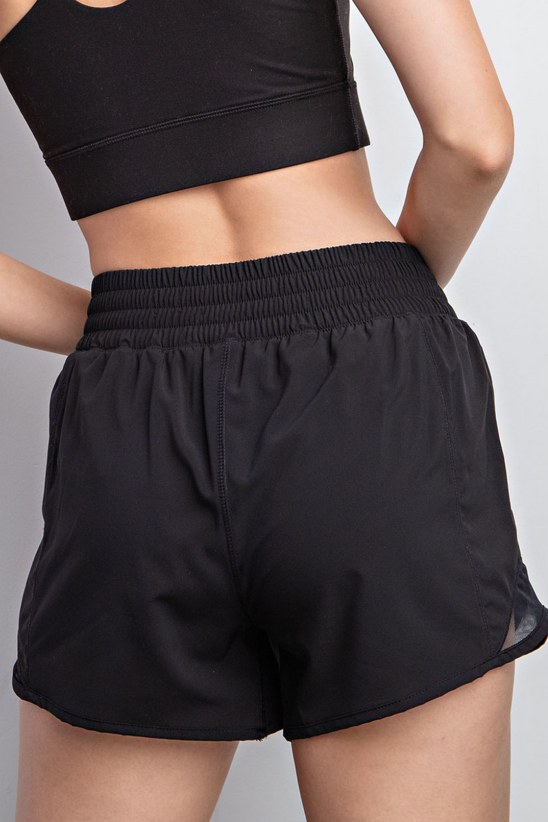 Woven Mesh Detail Athletic Shorts