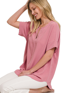 Woven Split Neck Blouse