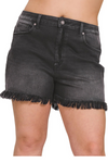 Black Frayed Hem Shorts