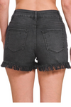 Black Frayed Hem Shorts