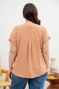 V-Neck Short Sleeve Blouse