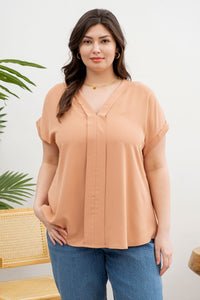 V-Neck Short Sleeve Blouse