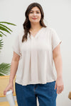 V-Neck Short Sleeve Blouse