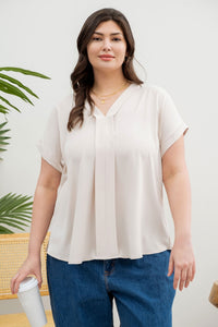 V-Neck Short Sleeve Blouse