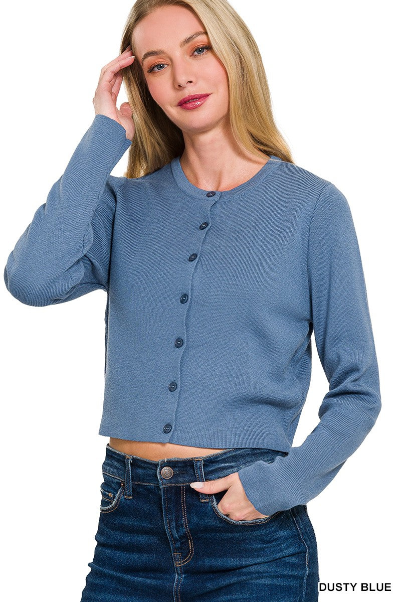 Button Crop Cardigan