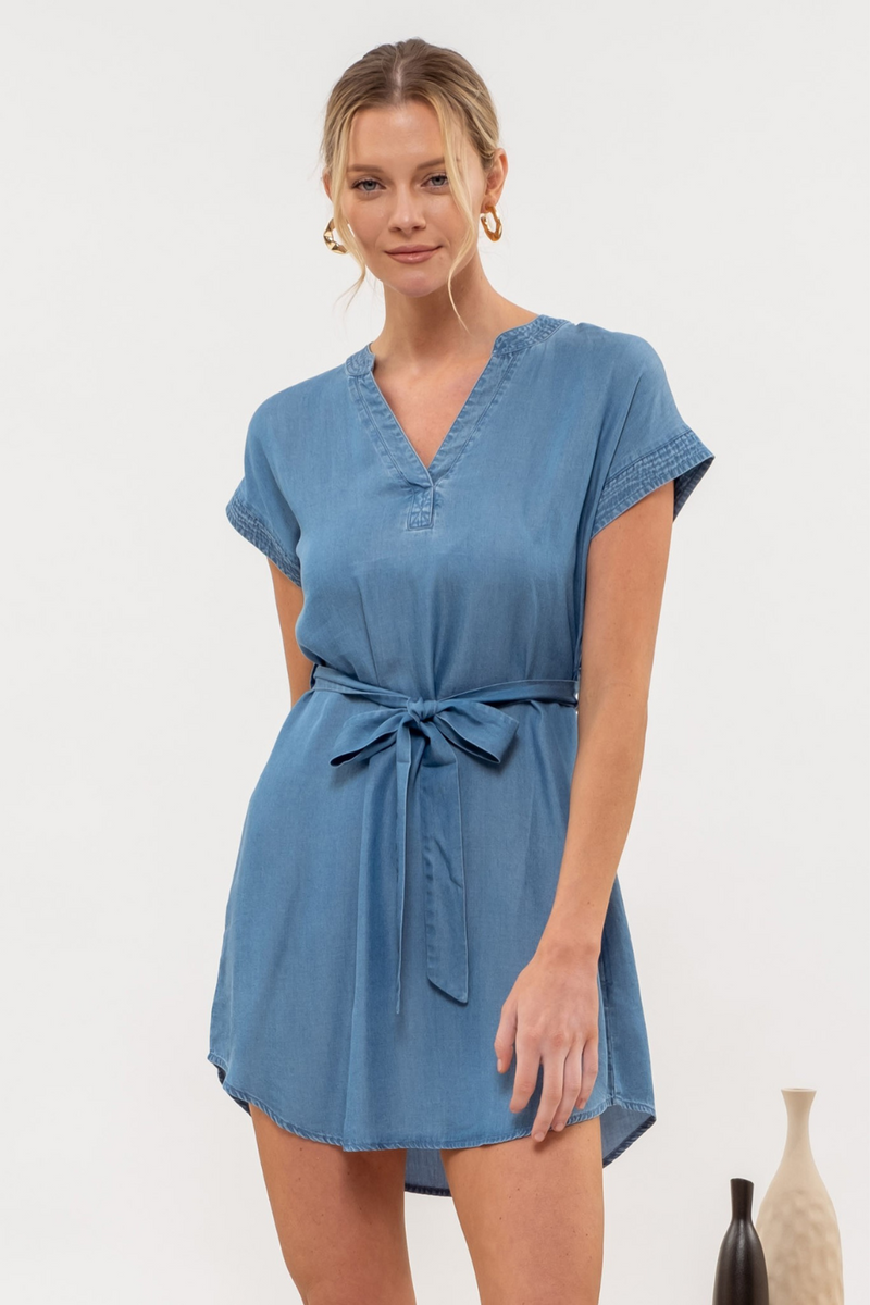 Chambray Belted Dress