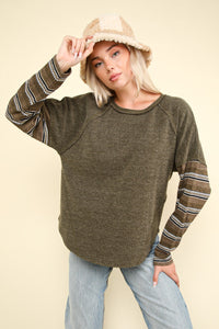 Contrast Stripe Long Sleeve Top