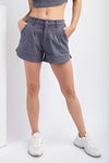 cotton stretch twill shorts -titanium