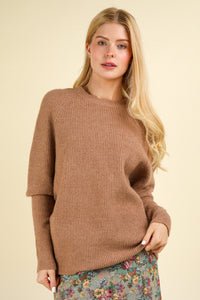 Ribbed Dolman Sleeve Sweater