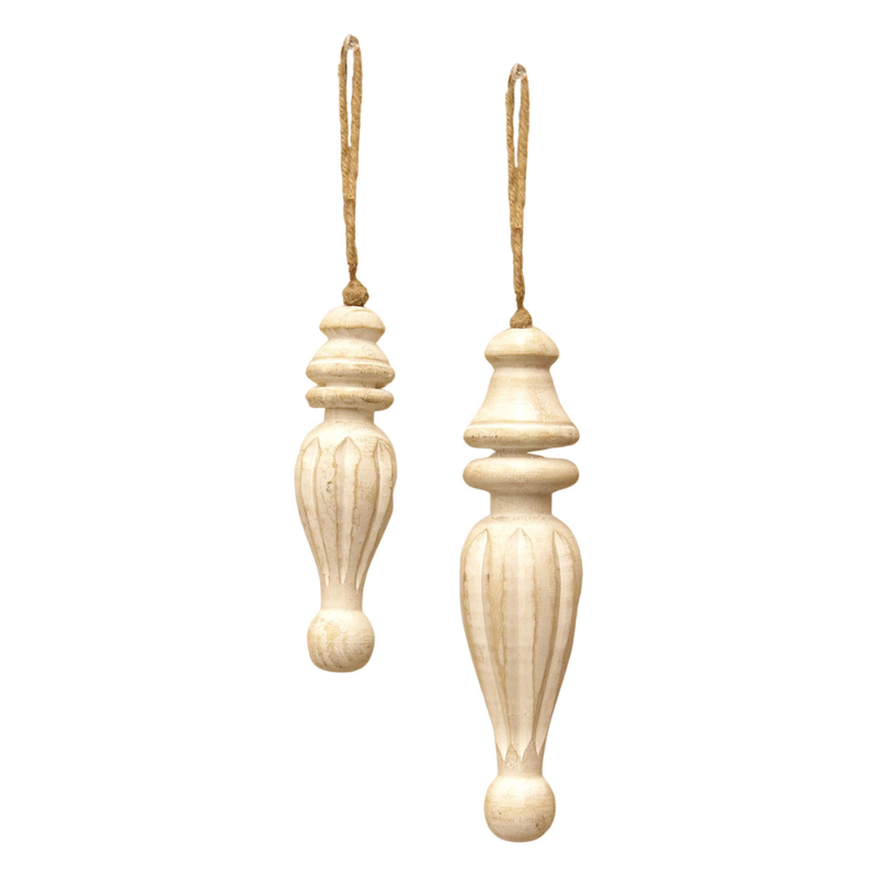White Finial Wood Ornament