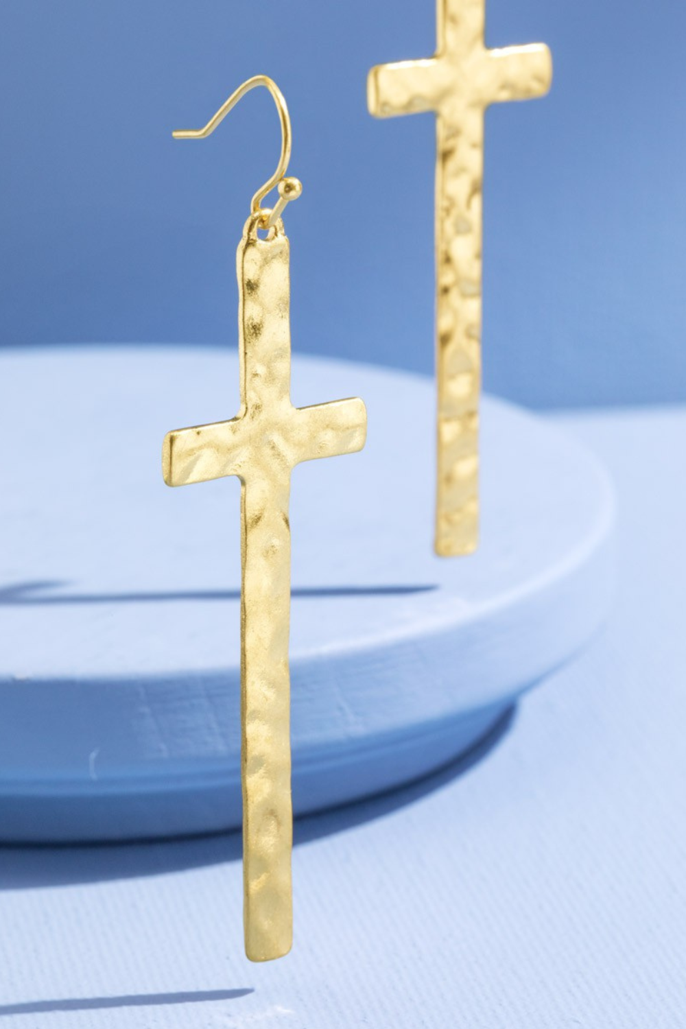 Hammered Cross Earrings