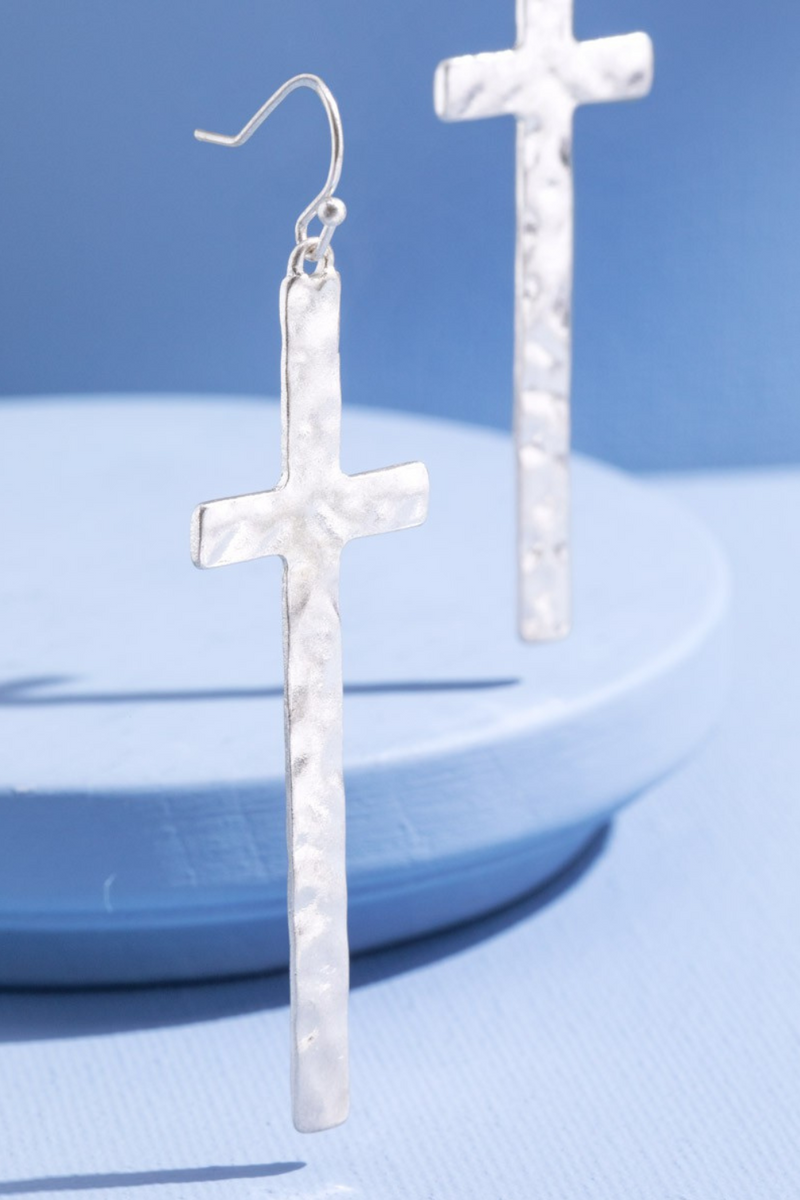 Metal online cross earrings
