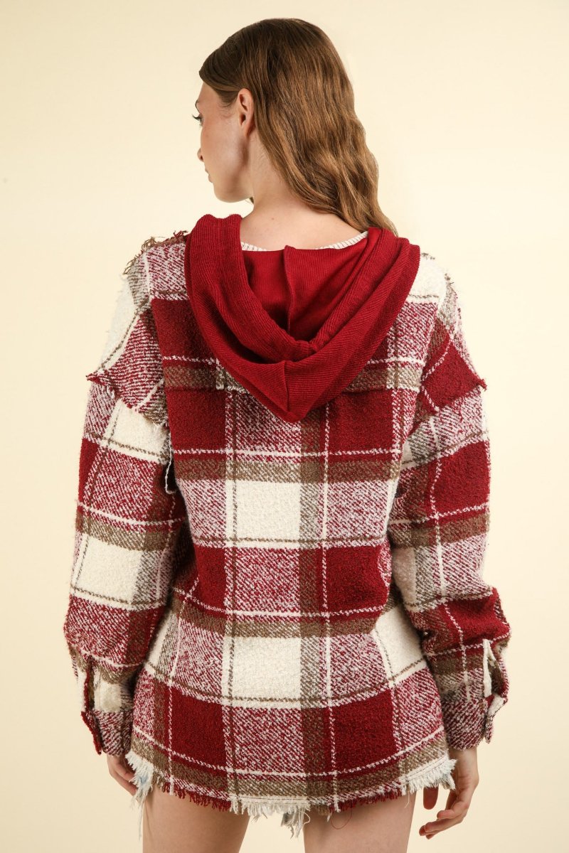 Hooded Plaid Shacket