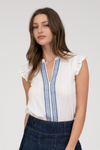 Lace Trim Crinkle Blouse